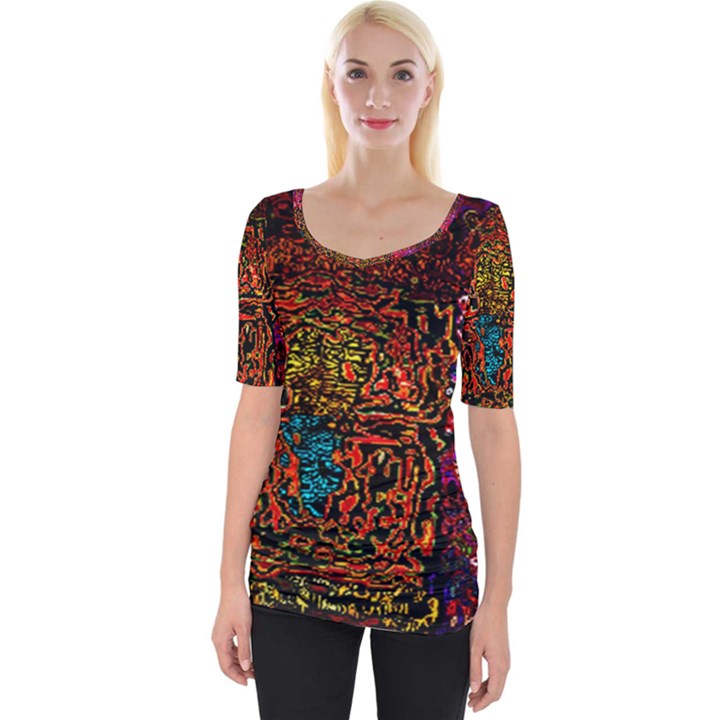 Exotic Water colors vibrant  Wide Neckline Tee