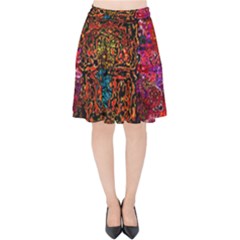 Exotic Water Colors Vibrant  Velvet High Waist Skirt by flipstylezfashionsLLC