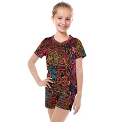 Exotic Water Colors Vibrant  Kids  Mesh Tee And Shorts Set