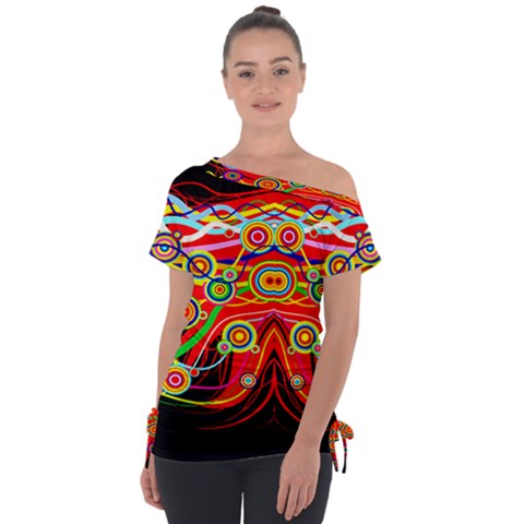 Colorful Artistic Retro Stringy Colorful Design Tie-up Tee by flipstylezfashionsLLC