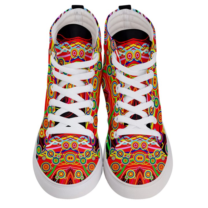 Colorful artistic Retro stringy colorful design Men s Hi-Top Skate Sneakers