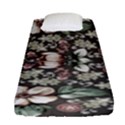 Seamless pink green and white florals peach Fitted Sheet (Single Size) View1