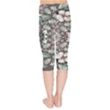 Seamless pink green and white florals peach Kids  Capri Leggings  View2