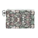 Seamless pink green and white florals peach Canvas Cosmetic Bag (Large) View1