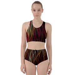 Snake In The Grass Red And Black Seamless Design Racer Back Bikini Set by flipstylezfashionsLLC