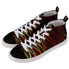 Snake In The Grass Red And Black Seamless Design Men s Mid-top Canvas Sneakers by flipstylezfashionsLLC