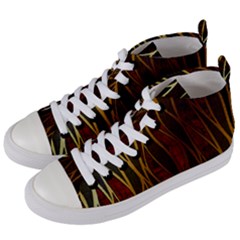 Snake In The Grass Red And Black Seamless Design Women s Mid-top Canvas Sneakers by flipstylezfashionsLLC