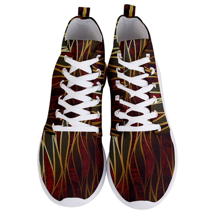 Snake in the grass red and black seamless design Men s Lightweight High Top Sneakers