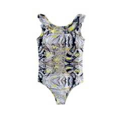 Retro Seamless Black And Gold Design Kids  Frill Swimsuit by flipstylezfashionsLLC