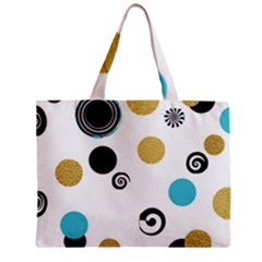 Fun Retro Blue Gold Circles  Zipper Mini Tote Bag by flipstylezfashionsLLC