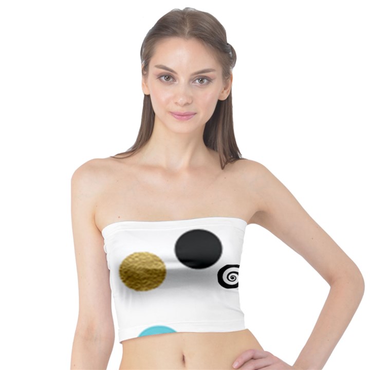 fun Retro blue gold circles  Tube Top