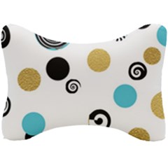 Fun Retro Blue Gold Circles  Seat Head Rest Cushion by flipstylezfashionsLLC