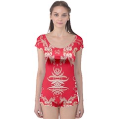 Red Chinese Inspired  Style Design  Boyleg Leotard  by flipstylezfashionsLLC