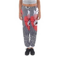 Red Poppy Flowers On Gray Background  Women s Jogger Sweatpants by flipstylezfashionsLLC