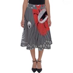 Red Poppy Flowers On Gray Background  Perfect Length Midi Skirt by flipstylezfashionsLLC