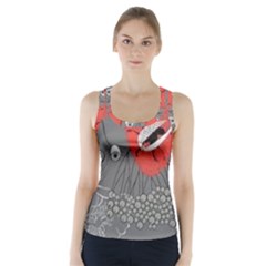 Red Poppy Flowers On Gray Background  Racer Back Sports Top by flipstylezfashionsLLC