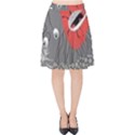 Red poppy flowers on gray background  Velvet High Waist Skirt View1