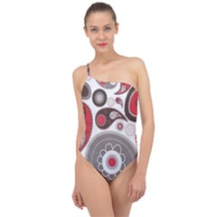 Fun Red And Black Design Classic One Shoulder Swimsuit