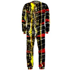 Retro Red And Black Liquid Gold  Onepiece Jumpsuit (men)  by flipstylezfashionsLLC