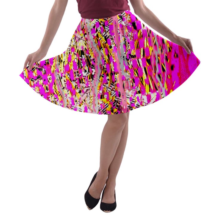 Hot pink mess snakeskin inspired  A-line Skater Skirt