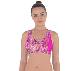 Hot Pink Mess Snakeskin Inspired  Cross String Back Sports Bra by flipstylezfashionsLLC