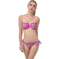 Hot Pink Mess Snakeskin Inspired  Twist Bandeau Bikini Set