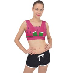 Watermelon Fruit Summer Red Fresh V-back Sports Bra