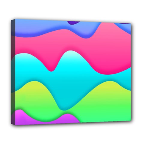 Lines Curves Colors Geometric Lines Deluxe Canvas 24  X 20   by Nexatart