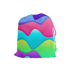 Lines Curves Colors Geometric Lines Drawstring Pouches (large)  by Nexatart