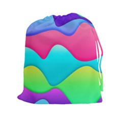 Lines Curves Colors Geometric Lines Drawstring Pouches (xxl) by Nexatart