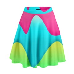 Lines Curves Colors Geometric Lines High Waist Skirt by Nexatart