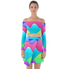 Lines Curves Colors Geometric Lines Off Shoulder Top With Skirt Set by Nexatart