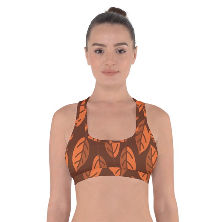 Pattern Leaf Plant Decoration Cross Back Sports Bra