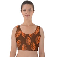 Pattern Leaf Plant Decoration Velvet Crop Top