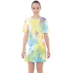 Abstract Pattern Color Art Texture Sixties Short Sleeve Mini Dress by Nexatart