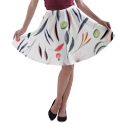 Watercolor Tablecloth Fabric Design A-line Skater Skirt by Nexatart