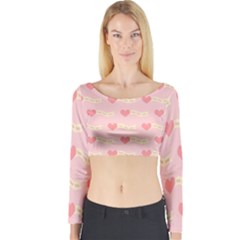 Heart Love Pattern Long Sleeve Crop Top by Nexatart