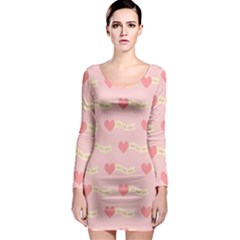 Heart Love Pattern Long Sleeve Bodycon Dress by Nexatart