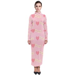 Heart Love Pattern Turtleneck Maxi Dress