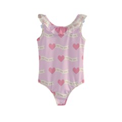 Heart Love Pattern Kids  Frill Swimsuit