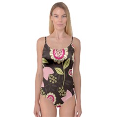 Flowers Wallpaper Floral Decoration Camisole Leotard  by Nexatart