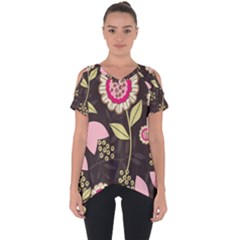 Flowers Wallpaper Floral Decoration Cut Out Side Drop Tee by Nexatart