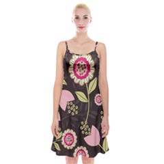 Flowers Wallpaper Floral Decoration Spaghetti Strap Velvet Dress by Nexatart