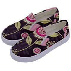 Flowers Wallpaper Floral Decoration Kids  Canvas Slip Ons by Nexatart