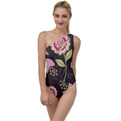 Flowers Wallpaper Floral Decoration To One Side Swimsuit