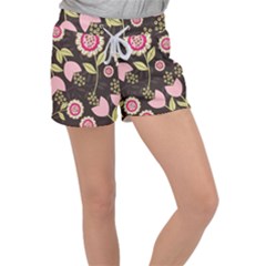 Flowers Wallpaper Floral Decoration Women s Velour Lounge Shorts