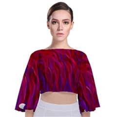 Background Texture Pattern Tie Back Butterfly Sleeve Chiffon Top