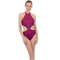 Background Texture Pattern Halter Side Cut Swimsuit