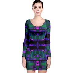 Abstract Pattern Desktop Wallpaper Long Sleeve Velvet Bodycon Dress