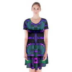 Abstract Pattern Desktop Wallpaper Short Sleeve V-neck Flare Dress by Nexatart